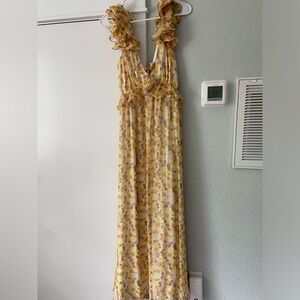 Women’s yellow ruffly long dress